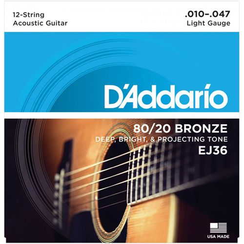 Daddario EJ36, Струни за 12 струнна акустична китара 10-47