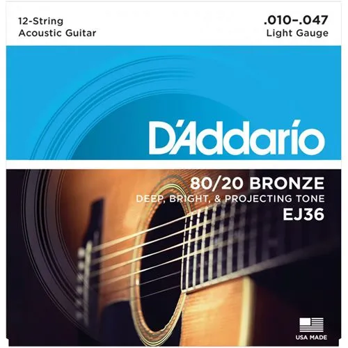 Daddario EJ36, Струни за 12 струнна акустична китара 10-47