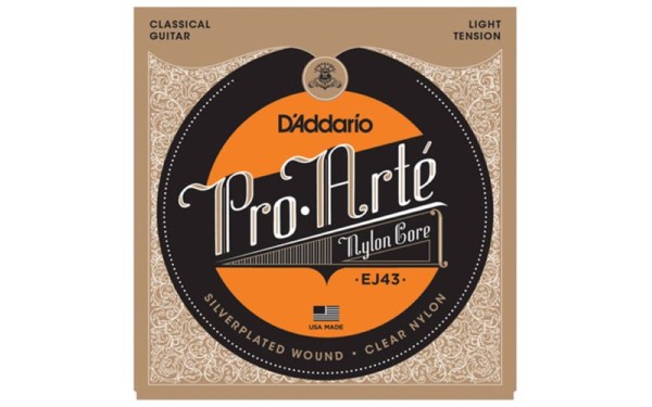 Daddario EJ43, Струни за класическа китара, Леко напрежение, Прозрачни, Silver