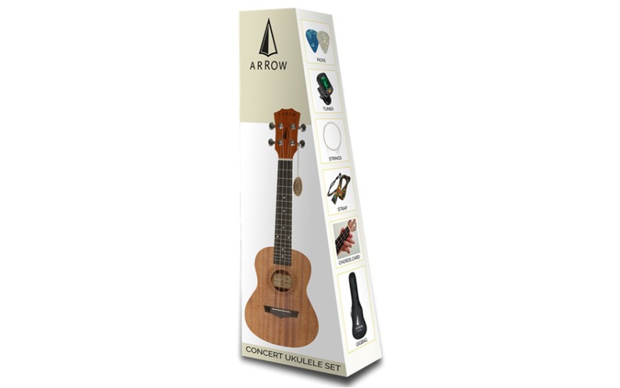 Концертно укулеле Arrow MH10 Mahogany Concert SET, Кафяво
