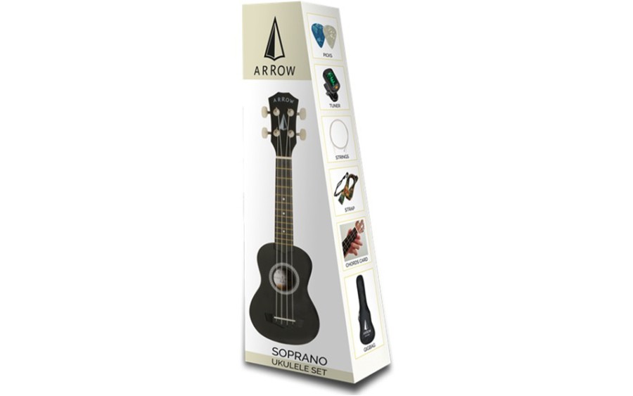 Соправно укулеле Arrow PB10BK Soprano Black SET,  Черно