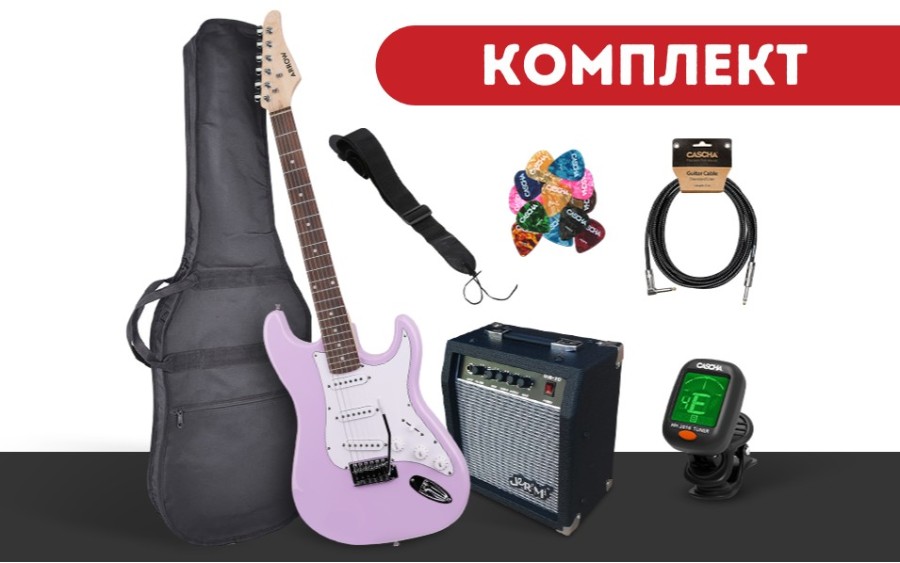 Комплект електрическа китара Arrow Tonecaster ST 111 Bubblegum R/W, Jeremi GA-10