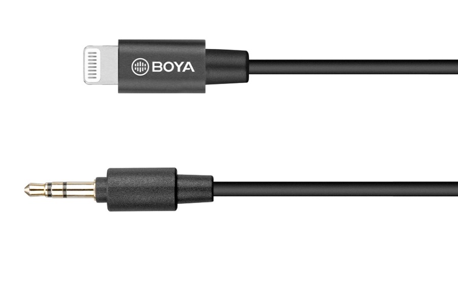 BOYA BY-K1 - адаптер от мъжки 3.5мм TRRS към мъжки Lightning (20см)