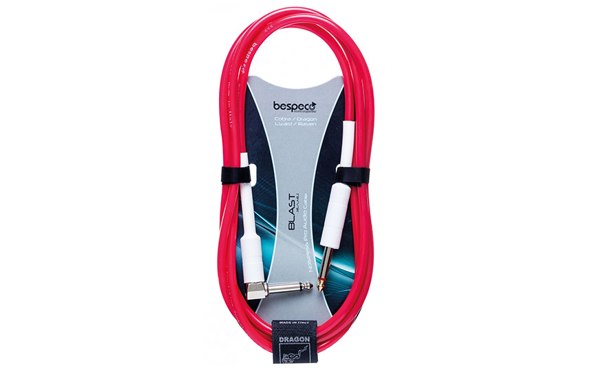Кабел Bespeco DRAG1000PBK, 6.3mm/6.3mm, 10m, Г-образен