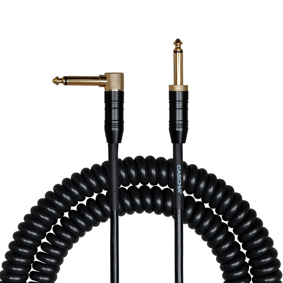Кабел Cascha Advanced Line CCA-G2BK6, Спираловиден, Черен, 6m, 6.3mm/6.3mm