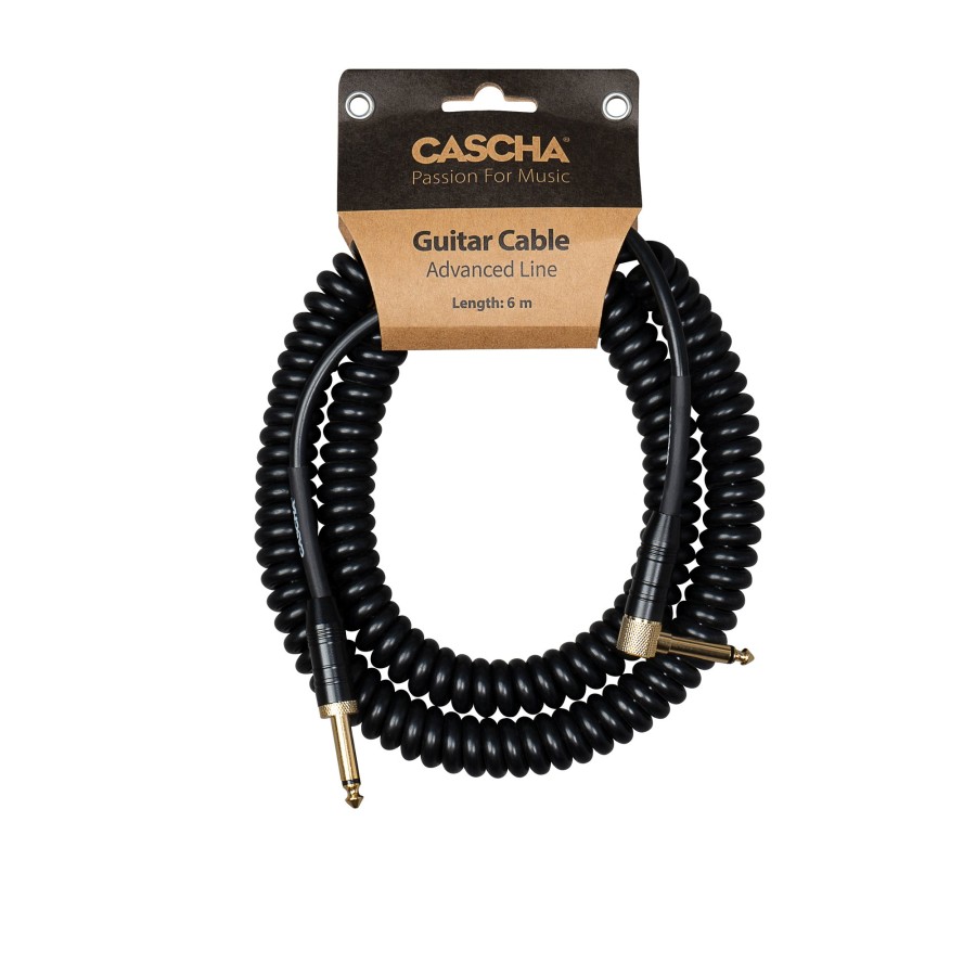 Кабел Cascha Advanced Line CCA-G2BK6, Спираловиден, Черен, 6m, 6.3mm/6.3mm