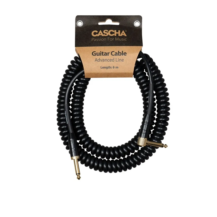 Кабел Cascha Advanced Line CCA-G2BK6, Спираловиден, Черен, 6m, 6.3mm/6.3mm