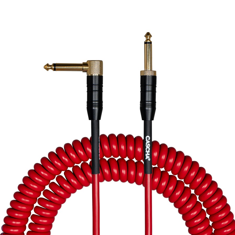 Кабел Cascha Advanced Line CCA-G2RD6, Спираловиден, Червен, 6m, 6.3mm/6.3mm