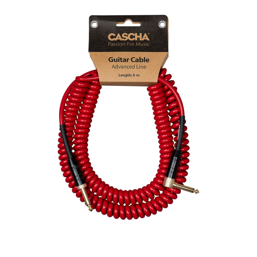 Кабел Cascha Advanced Line CCA-G2RD6, Спираловиден, Червен, 6m, 6.3mm/6.3mm