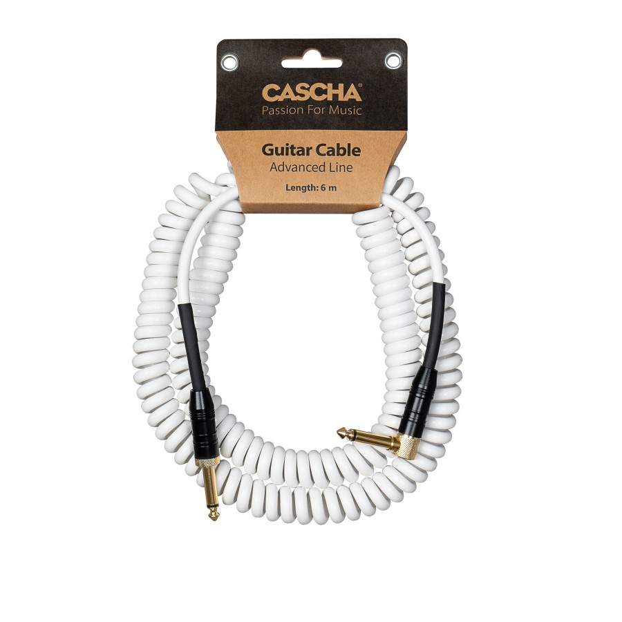 Кабел Cascha Advanced Line CCA-G2WH6, Спираловиден, Бял, 6m, 6.3mm/6.3mm