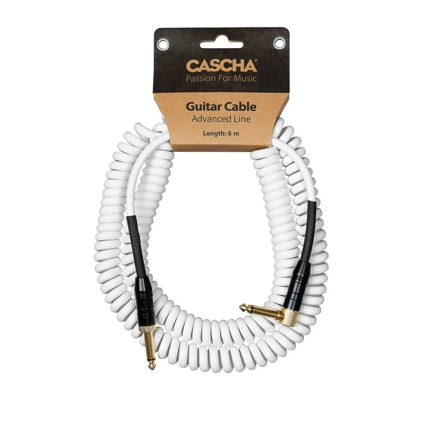 Кабел Cascha Advanced Line CCA-G2WH6, Спираловиден, Бял, 6m, 6.3mm/6.3mm
