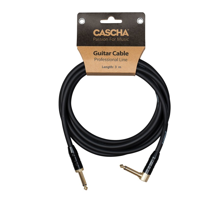Кабел Cascha Professional Line CCP-G1ABK3, Черен, 6.3mm/6.3mm, Г-образен, 3m