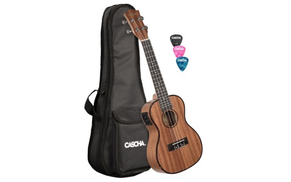 Концертно укулеле Cascha HH 2035E, Premium Mahogany, С вградена електроника