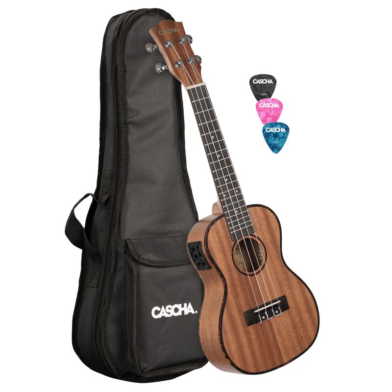 Концертно укулеле Cascha HH 2035E, Premium Mahogany, С вградена електроника