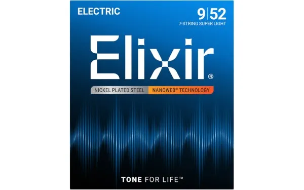 Elixir 12007 NANOWEB Light, Струни за 7 струнна електрическа китара 09-52