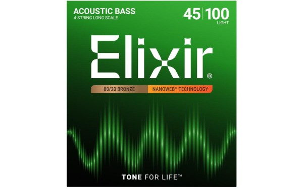 Elixir 14502 NANOWEB Acoustic Bass Light 45-100, Струни за 4 струнна бас китара 45-100