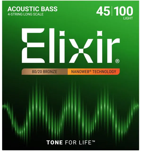 Elixir 14502 NANOWEB Acoustic Bass Light 45-100, Струни за 4 струнна бас китара 45-100