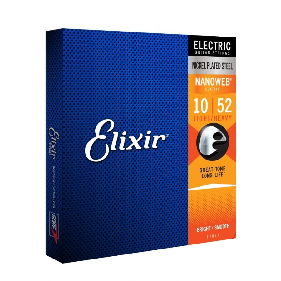 Elixir 12077 NANOWEB Light-Heavy, Струни за електрическа китара 10-52