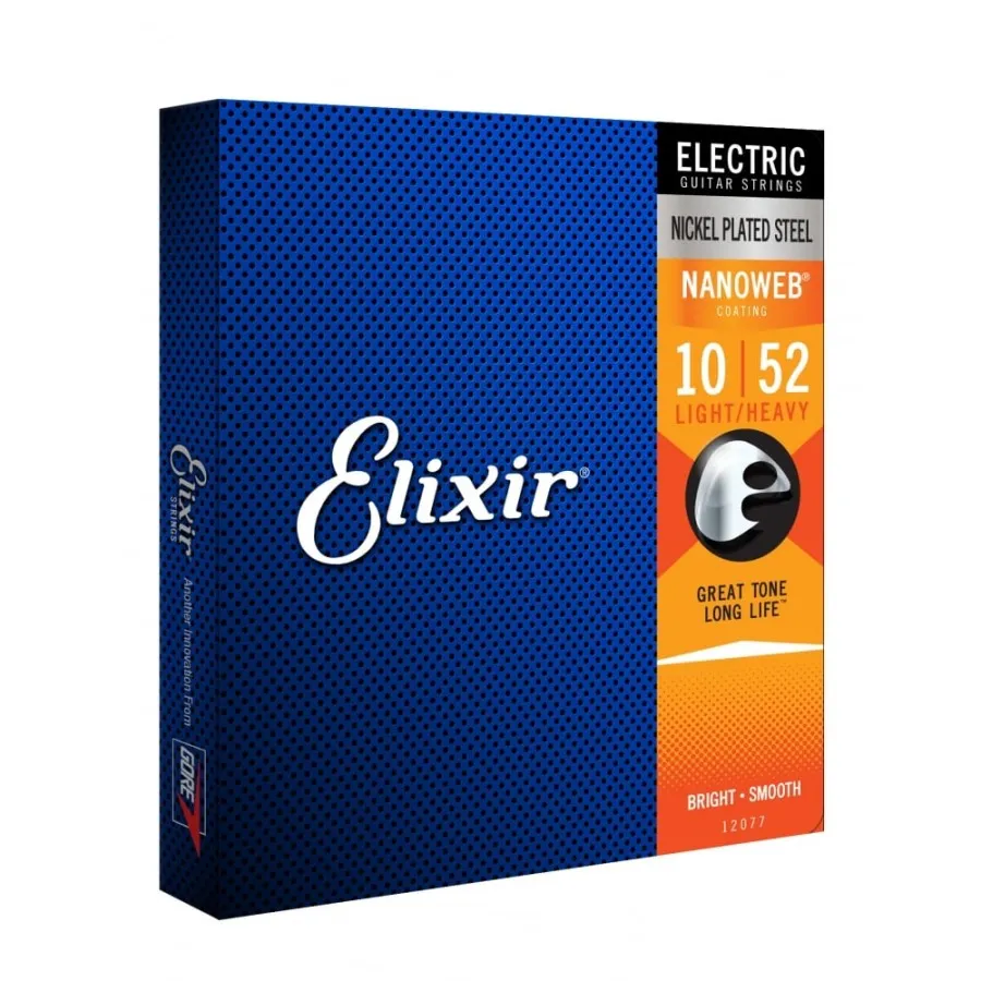 Elixir 12077 NANOWEB Light-Heavy, Струни за електрическа китара 10-52