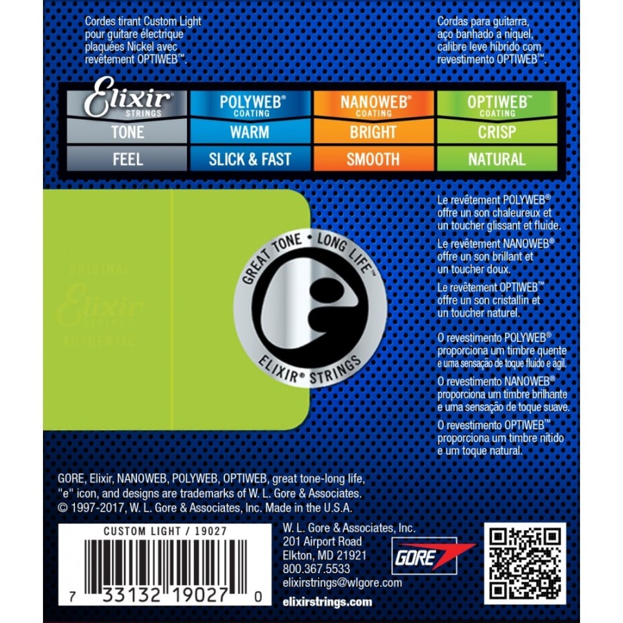 Elixir 19027 OPTIWEB Light, Струни за електрическа китара 09-46