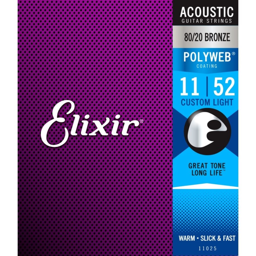 Elixir 11025 POLYWEB Custom Light, Струни за акустична китара 11-52