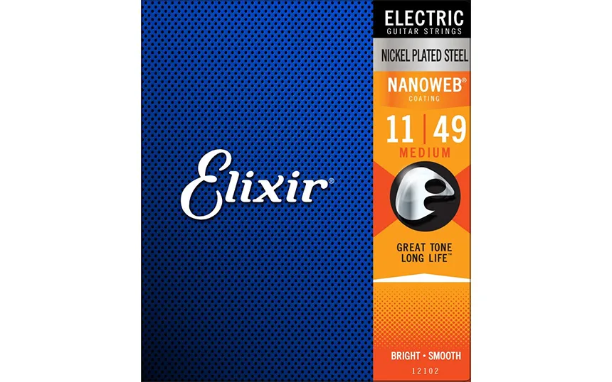 Elixir 12102 NANOWEB Medium, Струни за електрическа китара 11-49