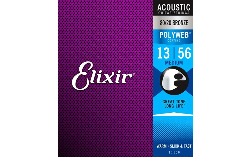 Elixir 11100 POLIWEB Medium, Струни за акустична китара 13-56