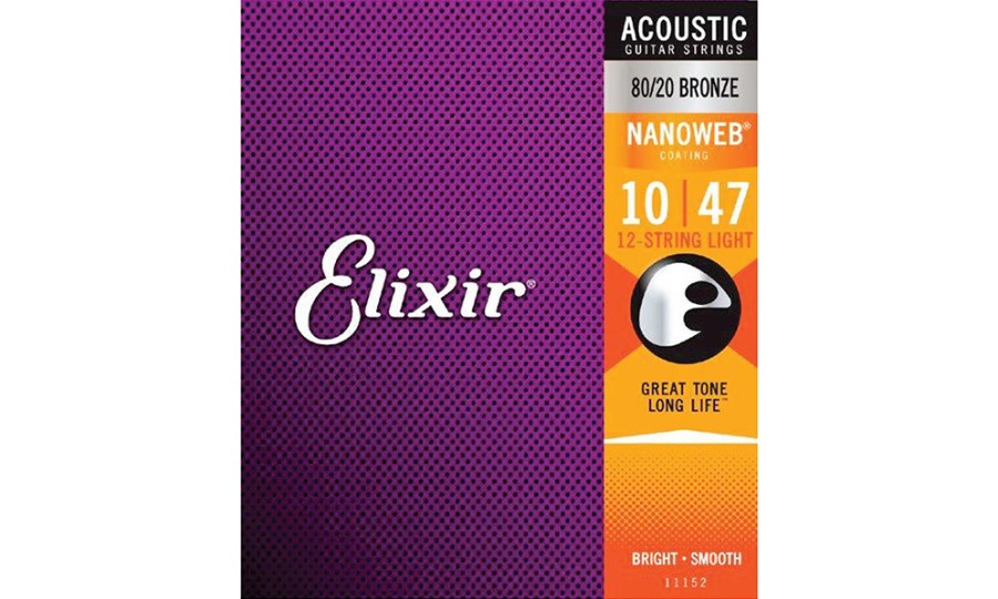 Elixir 11152 NANOWEB Light, Струни за 12 струнна акустична китара 10-47