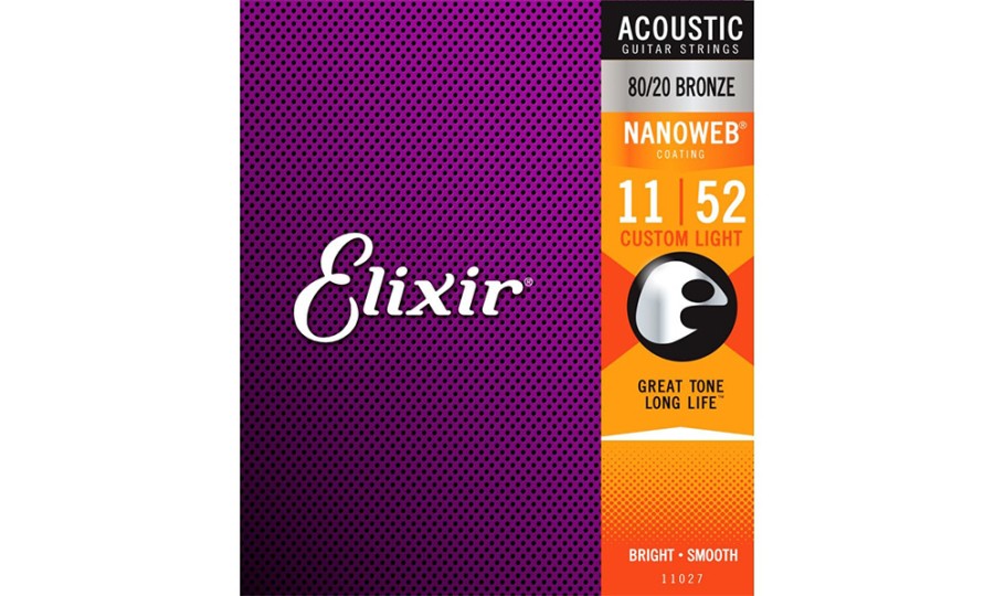 Elixir 11027 NANOWEB Custom Light, Струни за акустична китара 11-52