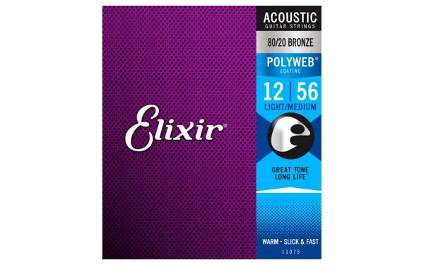 Elixir 11075 POLYWEB Light/Medium, Струни струни за акустична китара 12-56