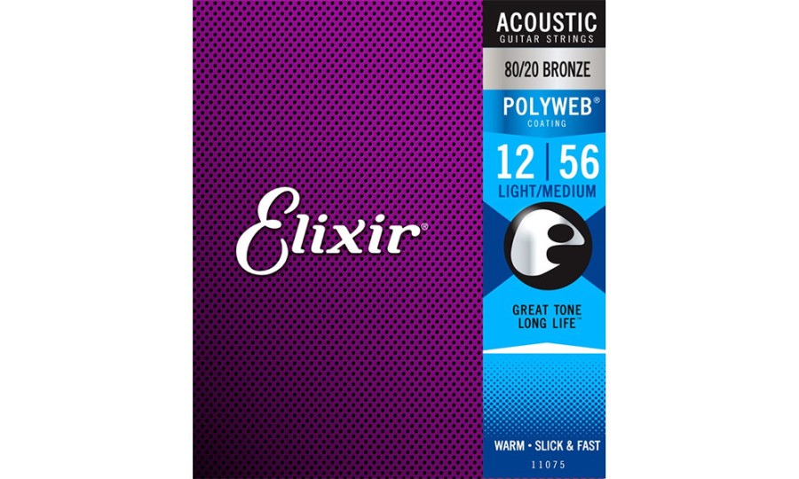 Elixir 11075 POLYWEB Light/Medium, Струни струни за акустична китара 12-56
