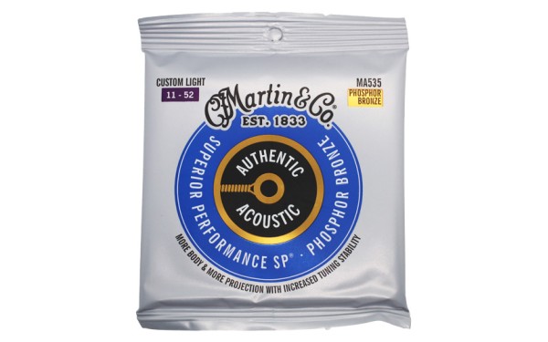 Martin MA535 Authentic SP, Струни за акустична китара 11-52, Phosphor Bronze