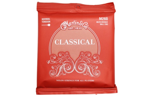 Martin M260 Classical, Струни за класическа китара, Нормално напрежение, С топчета