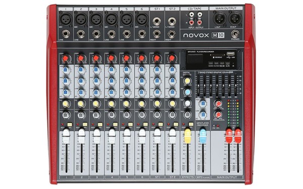Аудио миксер Novox M10, 8 канала, Вградени ефекти, Bluetooth/MP3