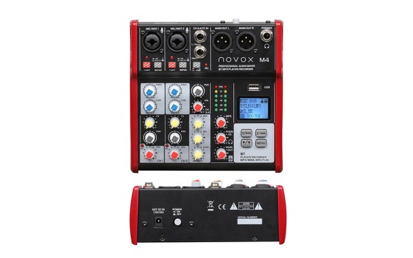 Аудио миксер Novox M4 MKII, 4 канала, Вградени ефекти, Bluetooth/MP3
