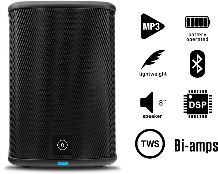 Novox Mobivox Lite, Активна тонколона с MP3, DSP, Bluetooth, 8", 300W