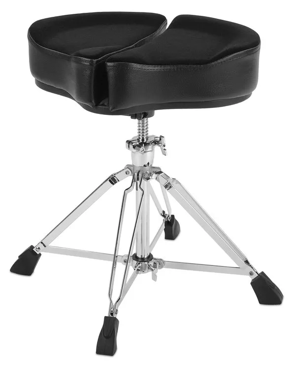 Ahead Drum Thrones - 18" Spinal G Saddle Black Cloth Top/Black Sides, 4 Leg Base, 8" to 24" Adjustment Height