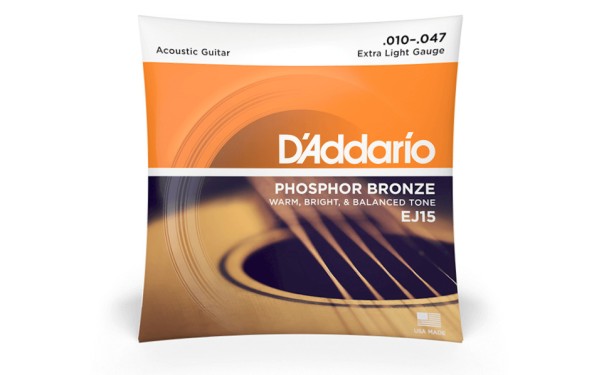 Daddario EJ15, Струни за акустична китара 10-47, Phosphor Bronze
