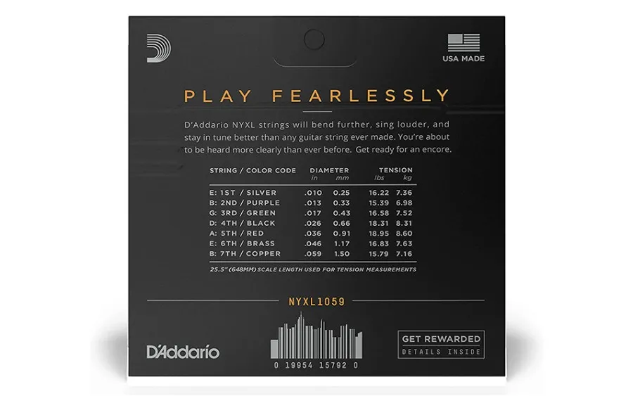 Daddario NYXL1059, Струни за 7 струнна електрическа китара 10-59