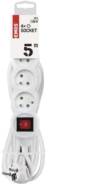 EMOS P1415, Разклонител с 4 гнезда, 5м. кабел и 16А ключ
