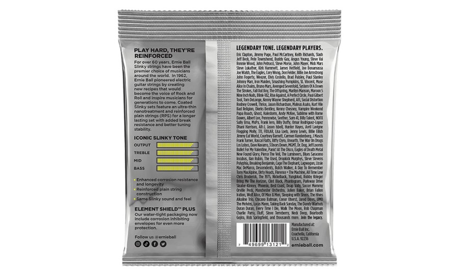 Ernie Ball 3121 Regular Slinky Coated, Струни за електрическа китара 10-46