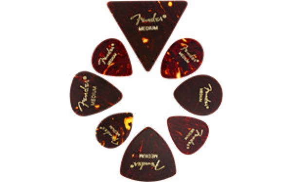 Fender All Shapes, Celluloid Medley, Tortoise Shell, Medium, 8 Pack