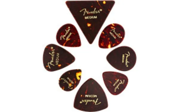 Fender All Shapes, Celluloid Medley, Tortoise Shell, Medium, 8 Pack