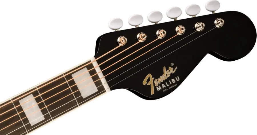 Fender California Vintage Malibu with Case, Gold Pickguard, Matching Headstock, Black