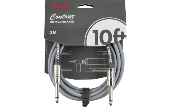 Fender Contour™ Кабел за китара, Inca Silver, 10', 6.3mm/6.3mm, 3m