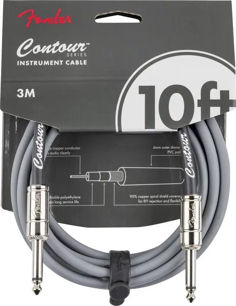 Fender Contour™ Кабел за китара, Inca Silver, 10', 6.3mm/6.3mm, 3m