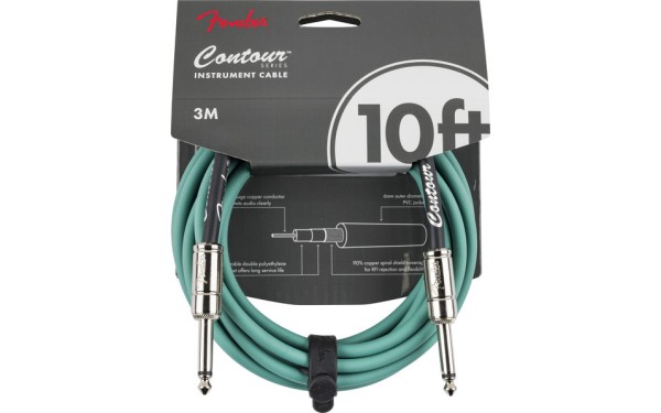 Fender Contour™ Кабел за китара, Sherwood Green, 6.3mm/6.3mm, 3m