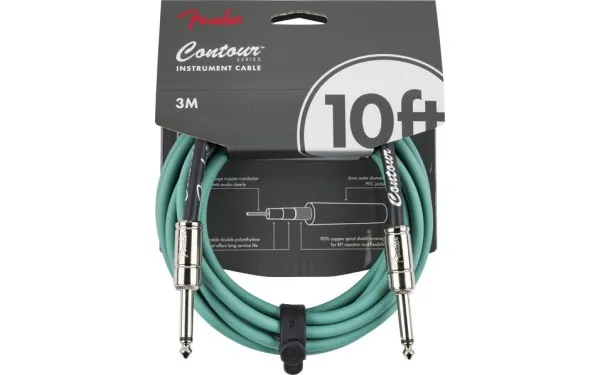 Fender Contour™ Кабел за китара, Sherwood Green, 6.3mm/6.3mm, 3m