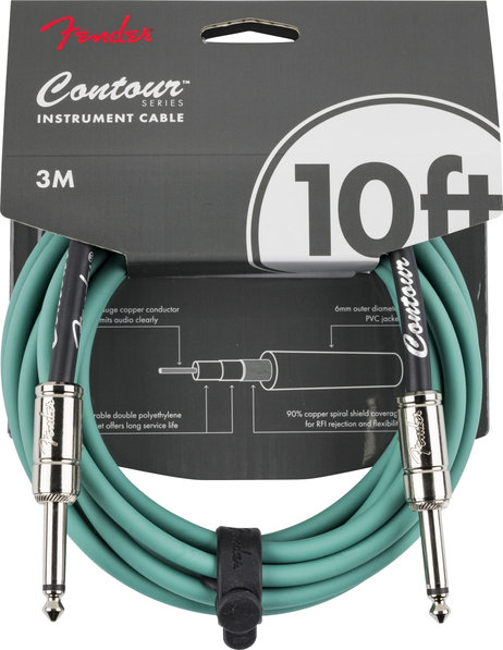 Fender Contour™ Кабел за китара, Sherwood Green, 6.3mm/6.3mm, 3m