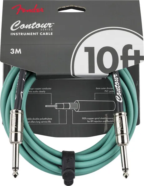 Fender Contour™ Кабел за китара, Sherwood Green, 6.3mm/6.3mm, 3m
